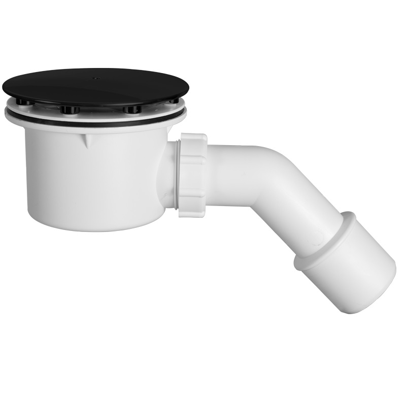 Ø90 mm shower trap, black painted, with removable air trap, cleanable