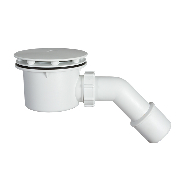 Ø90 mm shower trap, white plastic, with removable air trap, cleanable