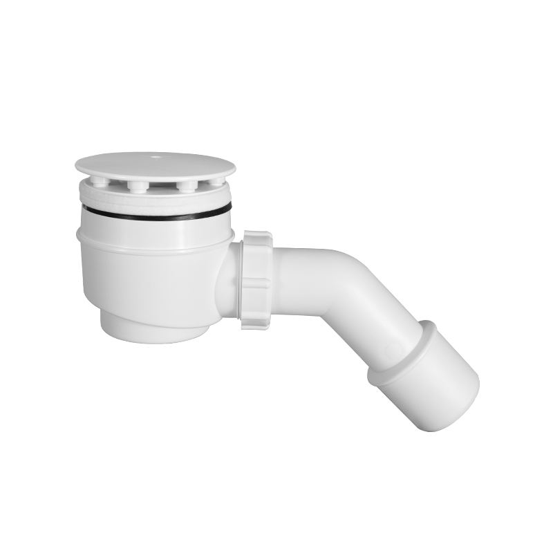 Ø50 mm shower trap, white plastic, cleanable