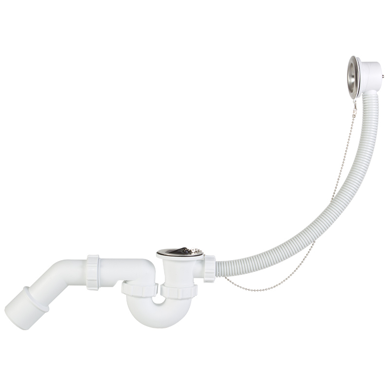 Complete standard bath trap (adjustable) with overflow