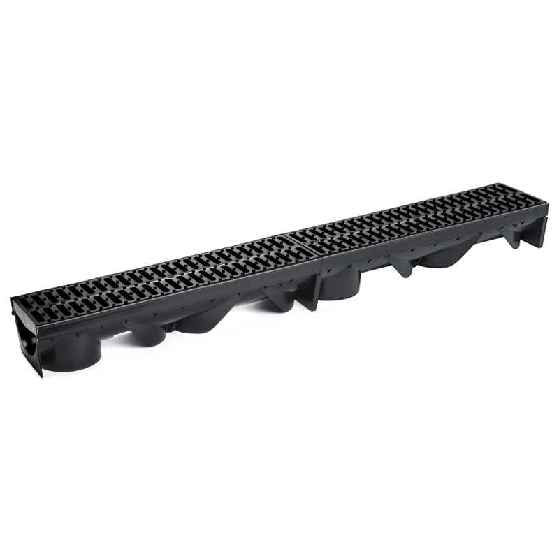 Drainage channel 1m length with (black) plastic grid