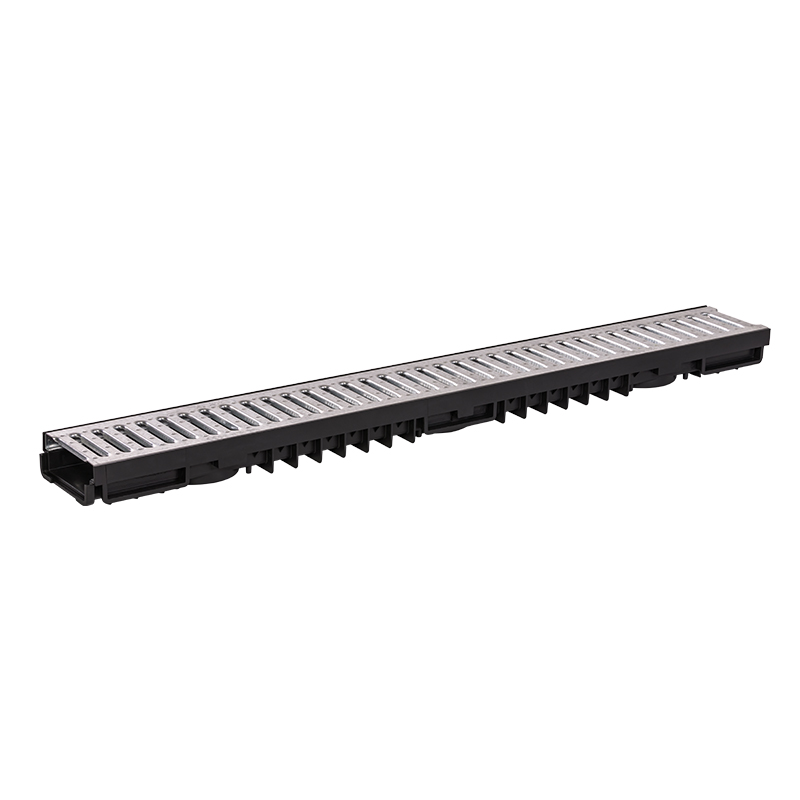 Drainage channel 1m length with galvanised grid (low profile type)