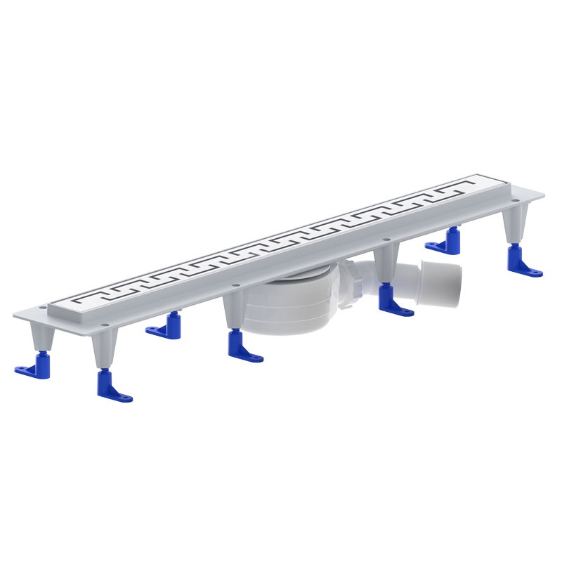 Zuhanyfolyóka egyenes, 700 mm-es CHAIN rozsdamentes keskeny fedráccsal (univerzáis alsó-, vagy oldalsó elfolyással)