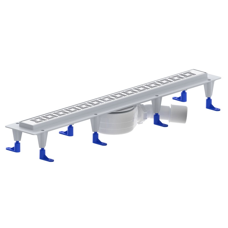 Zuhanyfolyóka egyenes, 700 mm-es DOMINO rozsdamentes keskeny fedráccsal (univerzáis alsó-, vagy oldalsó elfolyással)