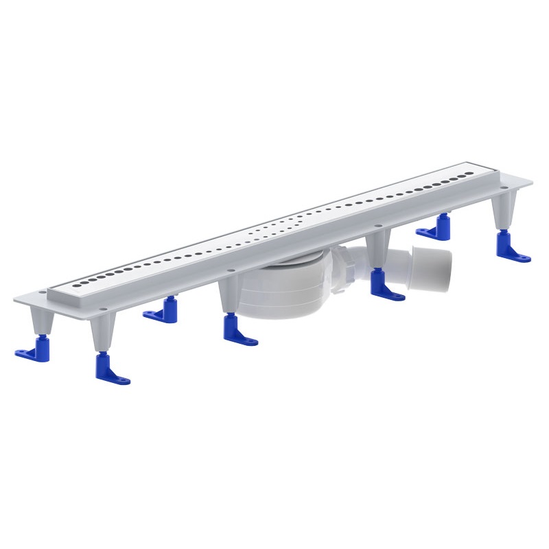 Zuhanyfolyóka egyenes, 700 mm-es SINUS rozsdamentes keskeny fedráccsal (univerzáis alsó-, vagy oldalsó elfolyással)